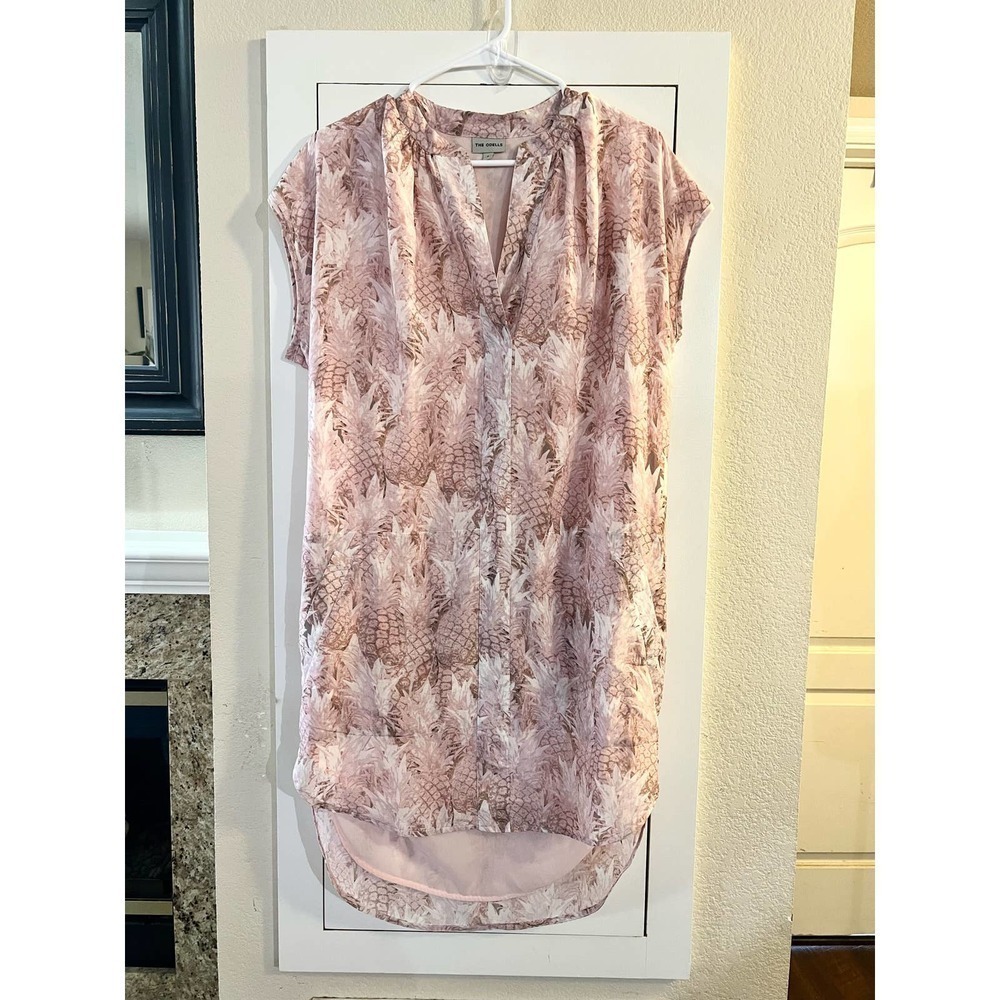 Anthropologie The Odells Pineapple Grove Silk Shift Dress Size S - Picture 3 of 7